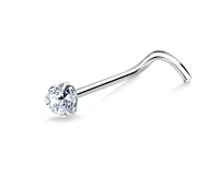 2mm Round CZ Silver Curved Nose Stud NSKB-109